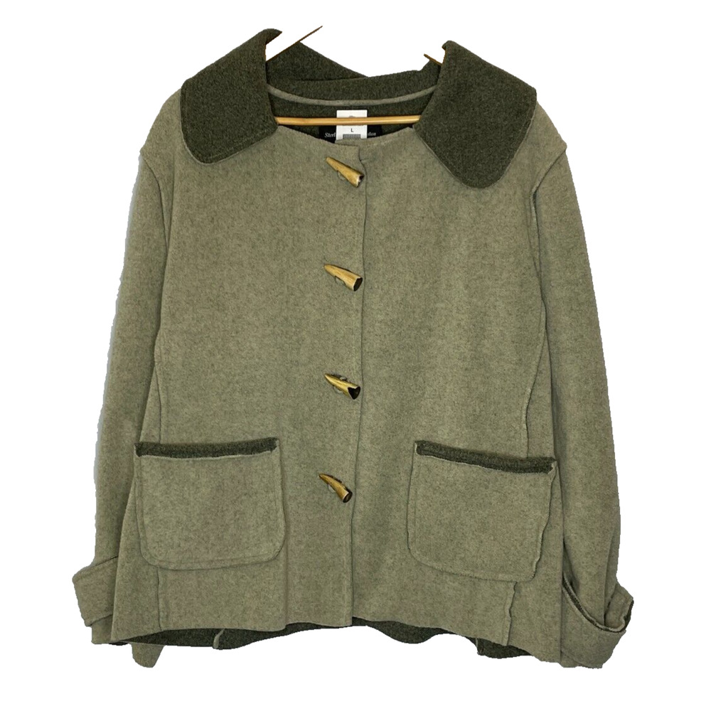 Women's Large Sterlingwear of Boston Renee Green Fleece Polyester Toggle Coat